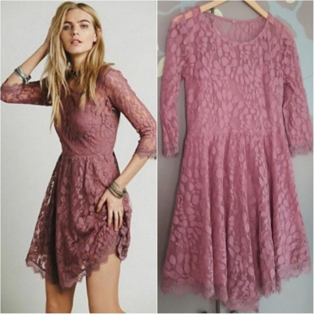 Free People Floral Lace Mini Dress